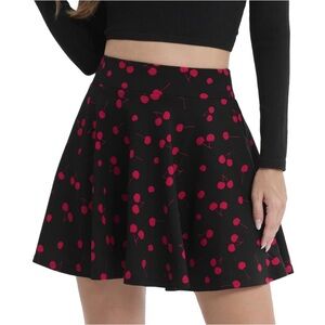 Elegant Cherry Patterned Mini Skirt